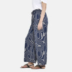 TAMSY Jersey Stretchable Trousers in Geo Print (One Size 8-18) - Navy