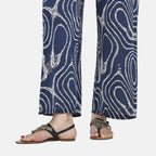 TAMSY Jersey Stretchable Trousers in Geo Print (One Size 8-18) - Navy