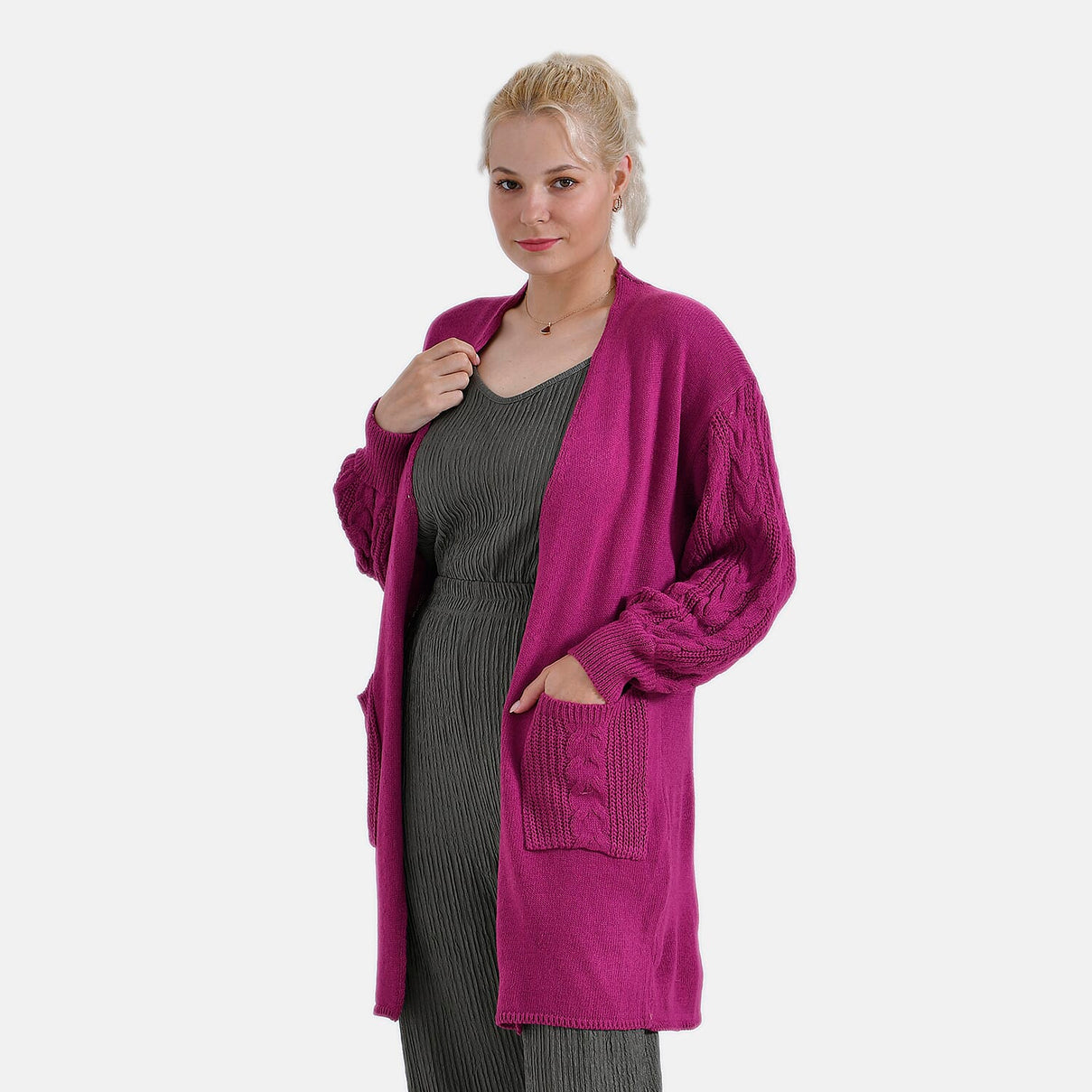 Tamsy Mid-Neck Long Knitted Cardigan 7857732 3
