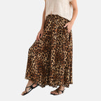 Tamsy Womens Viscose Leopard Print Elastic Waist Wide Leg Palazzo (One Size 8-18) - Brown