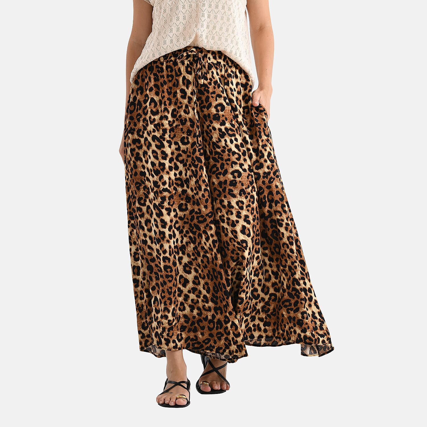 Tamsy Women's Leopard Print Elastic Waist Wide Leg Culottes V32531670 4