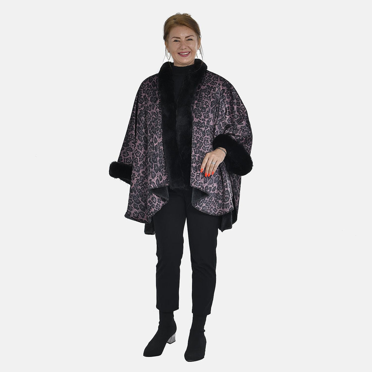 TAMSY Double Knit Faux Fur Kimono 7011190 0