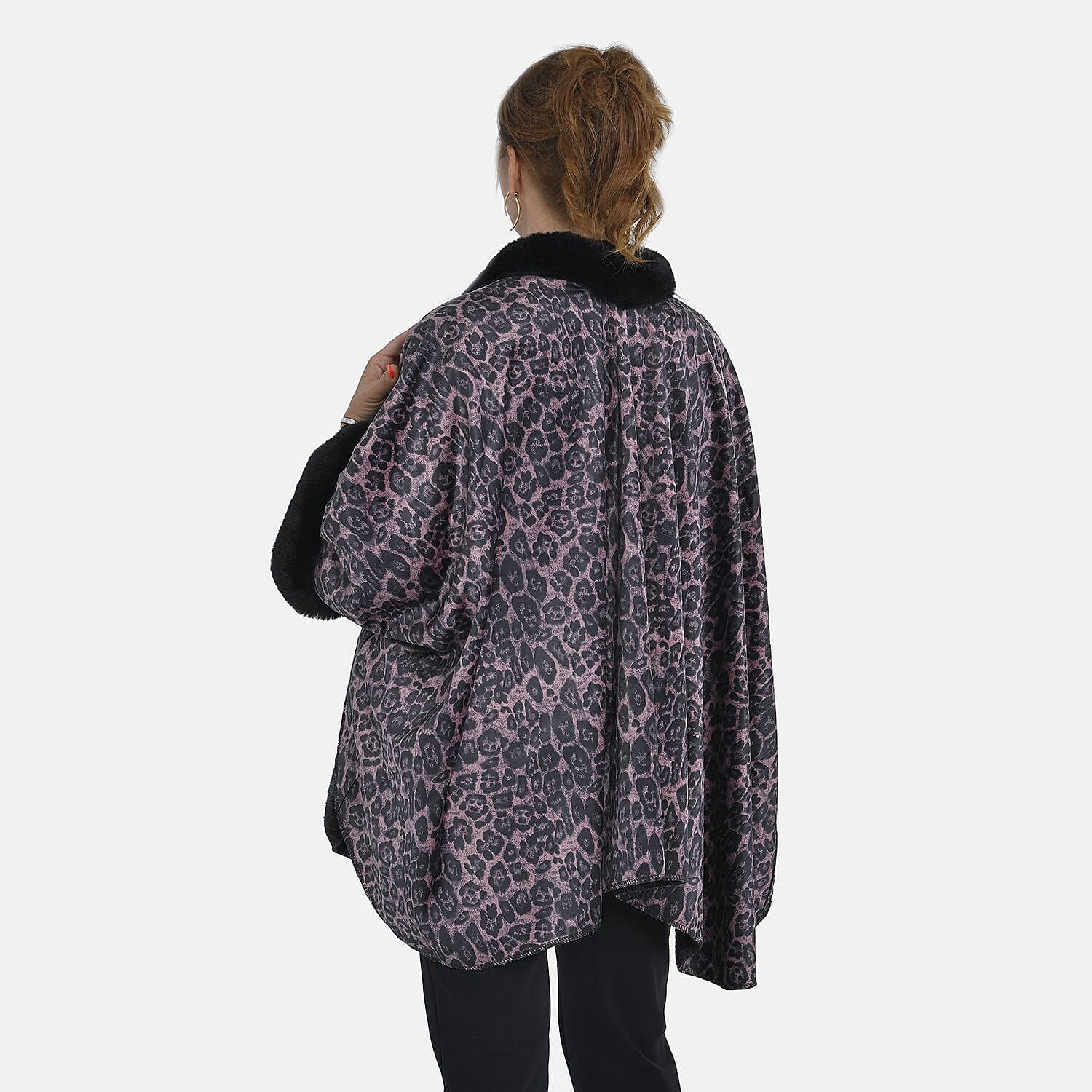 TAMSY Double Knit Faux Fur Kimono 7011190 2