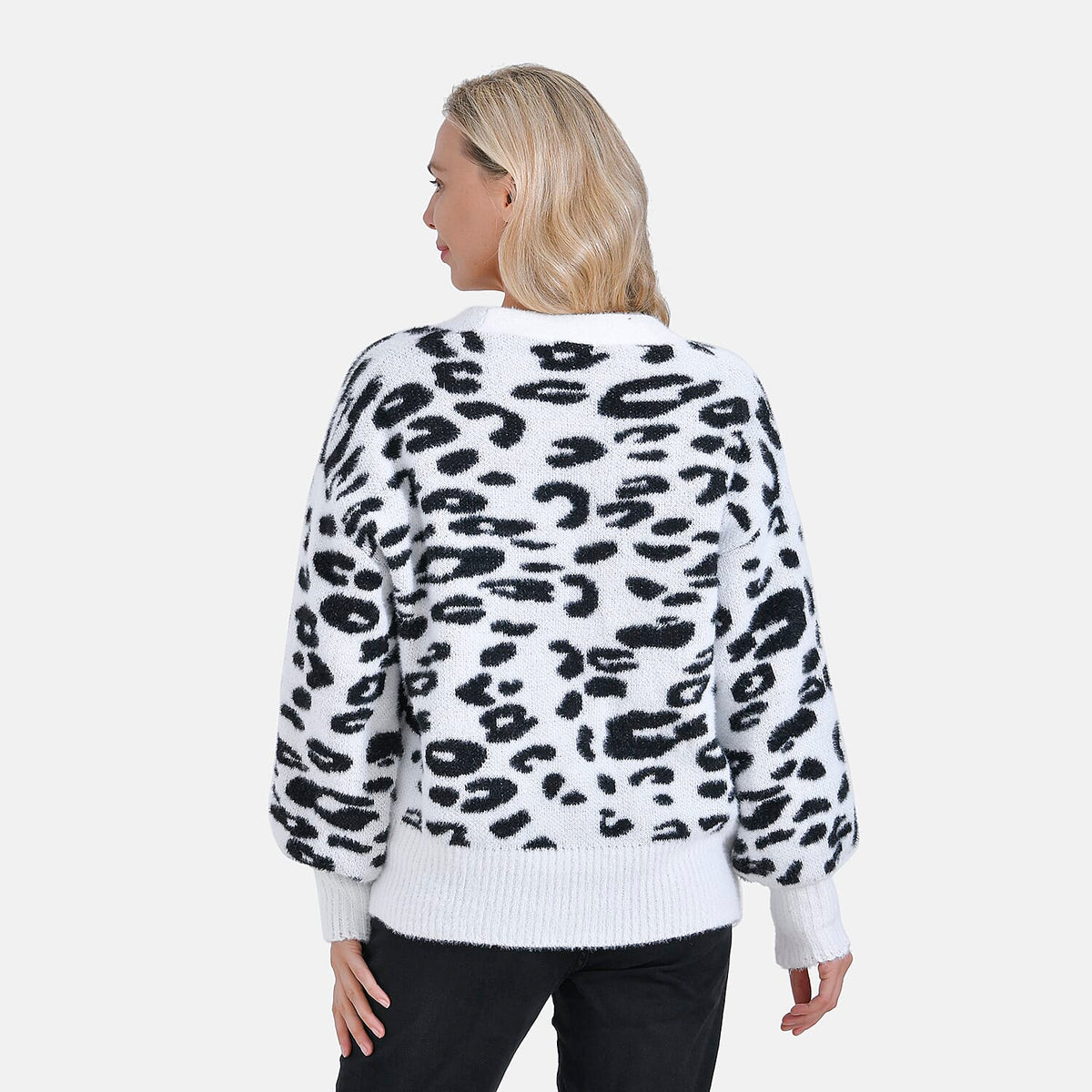 Tamsy Leopard Print Cardigan - White &amp; Black Print 7859644 2
