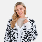 Tamsy Leopard Print Cardigan - White & Black Print