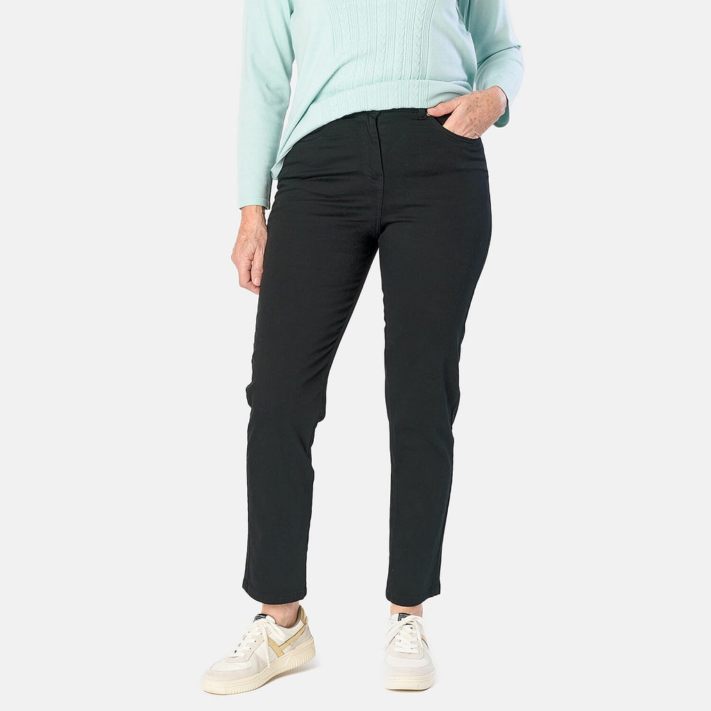 Tamsy Cotton Stretch Twill Jean (Size 12) - Black