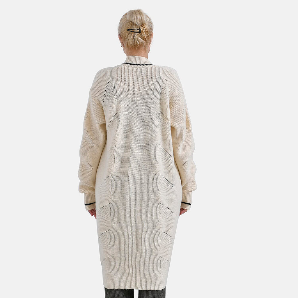 Tamsy Knitted Long Cardigan (Size 96x58cm) - Buttermilk Color