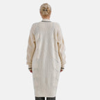 Tamsy Knitted Long Cardigan (Size 96x58cm) - Buttermilk Color