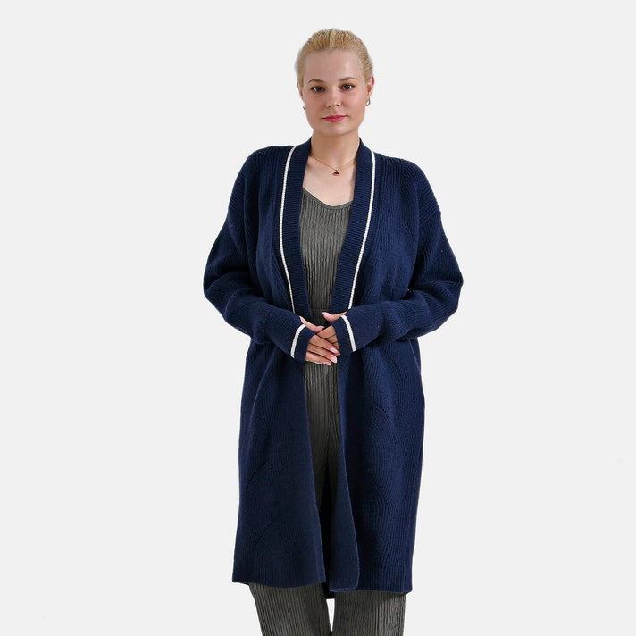 Tamsy Knitted Long Cardigan (Size 96x58 cm) - Navy 7854730 1