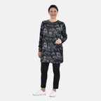 Tamsy Long Sleeves and Round Neckline Jersey Top (One Size) - Blue - Yellow
