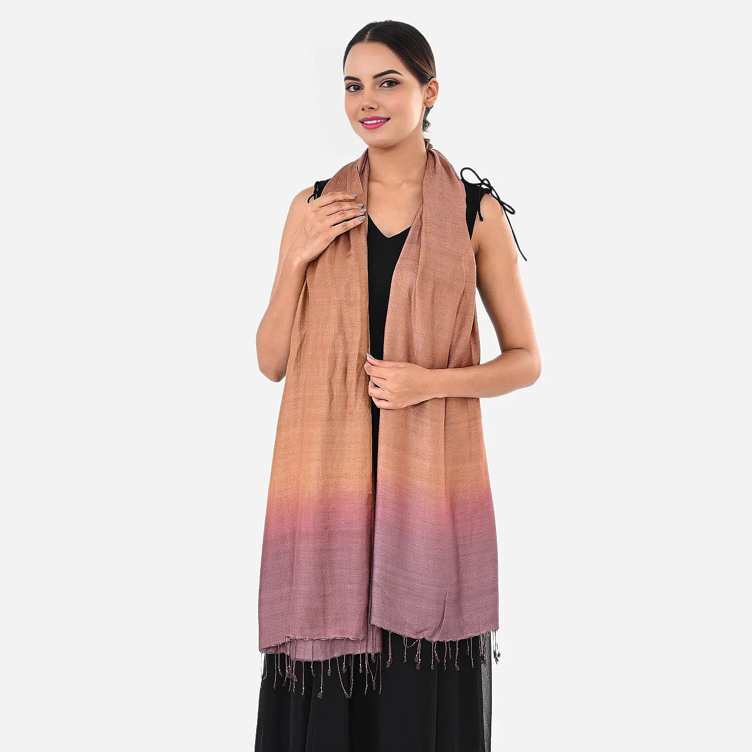 Tamsy Dual Shade Ombre Stole (Size 210 x 70 cm) - Copper &amp; Dark Purple 8247621 9