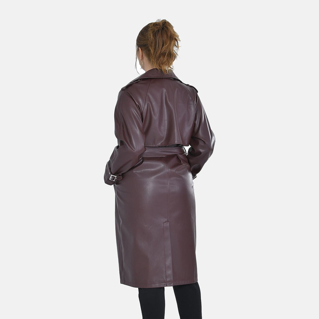 Tamsy Long Solid Coat with 2 Pockets (Size M) - Dark Coffee