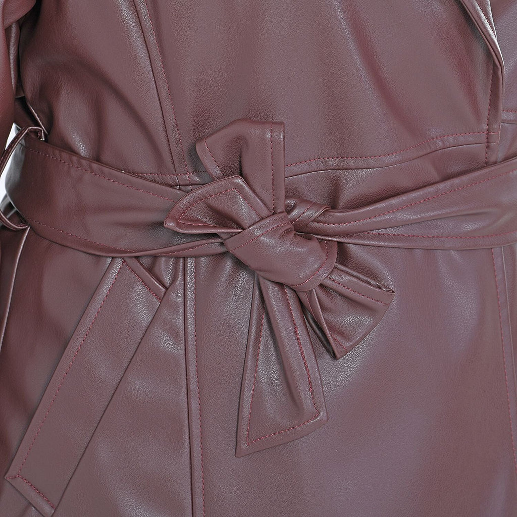 Tamsy Long Solid Coat with 2 Pockets (Size M) - Dark Coffee