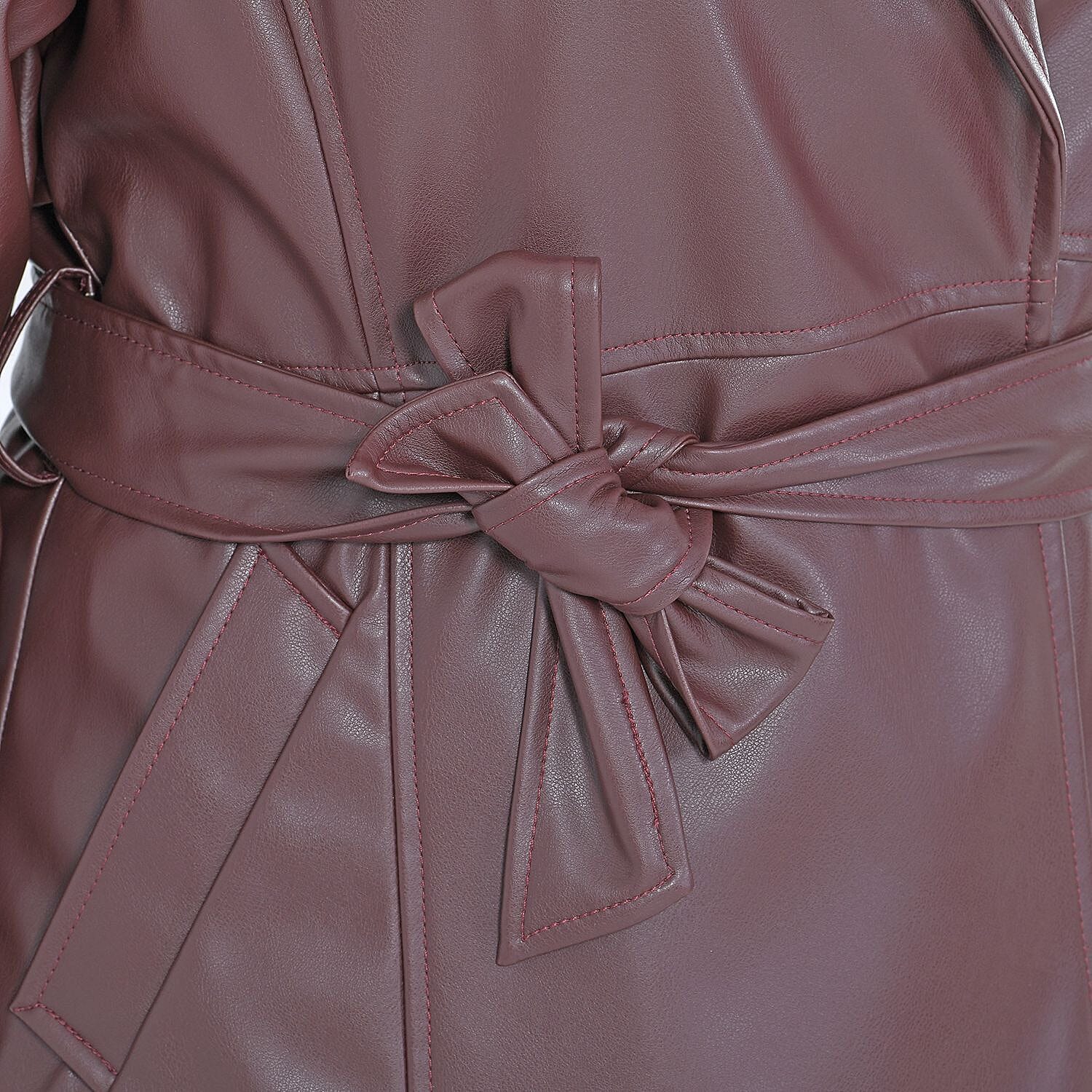 TAMSY Long Solid Coat with 2 Pockets - Burgundy 7524987 7