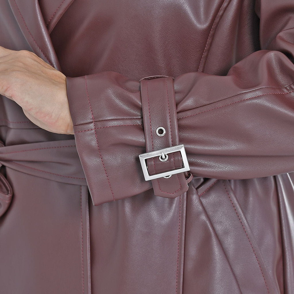 Tamsy Long Solid Coat with 2 Pockets (Size M) - Dark Coffee
