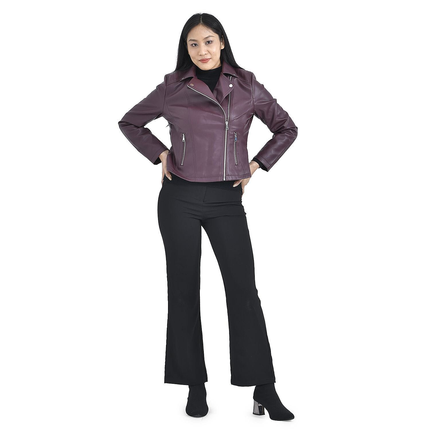 TAMSY Zipper Collar Jacket  - Burgundy 3888800 0