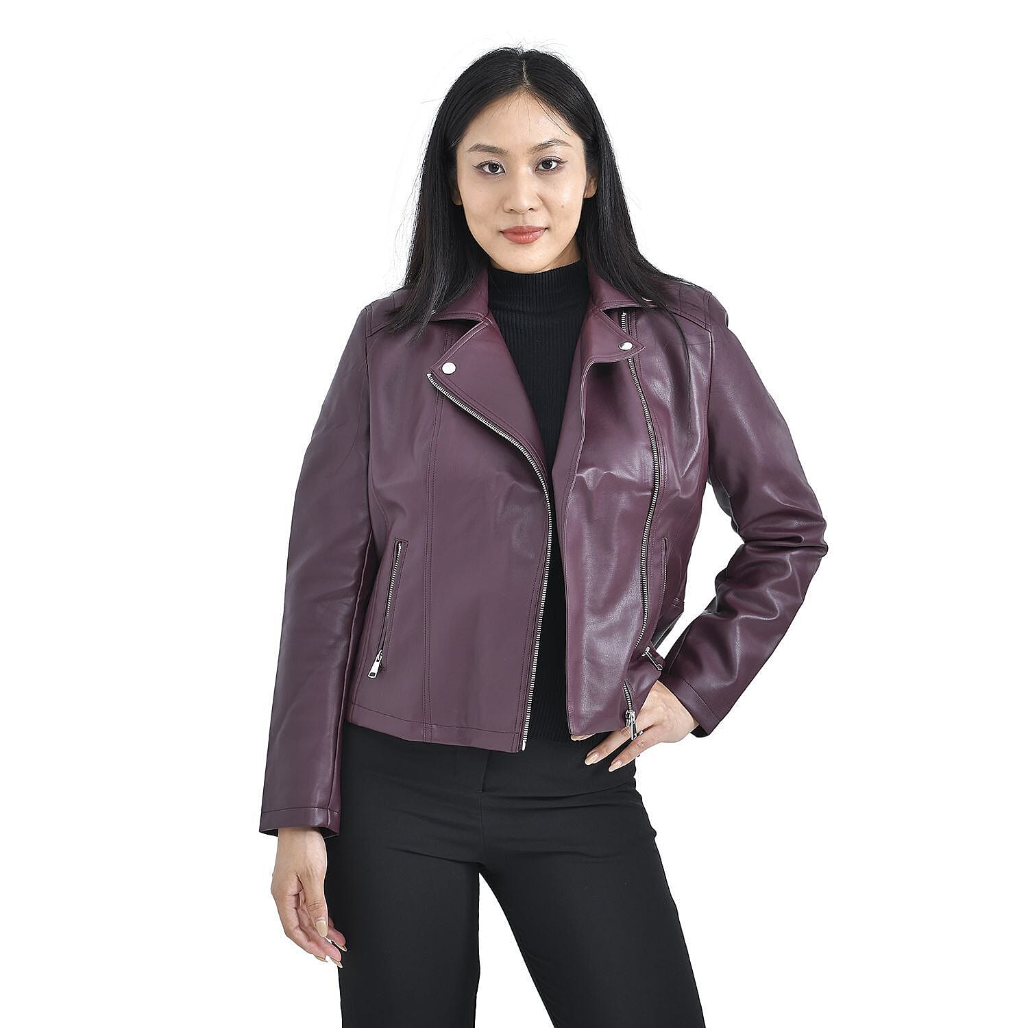 TAMSY Zipper Collar Jacket  - Burgundy 3888800 4