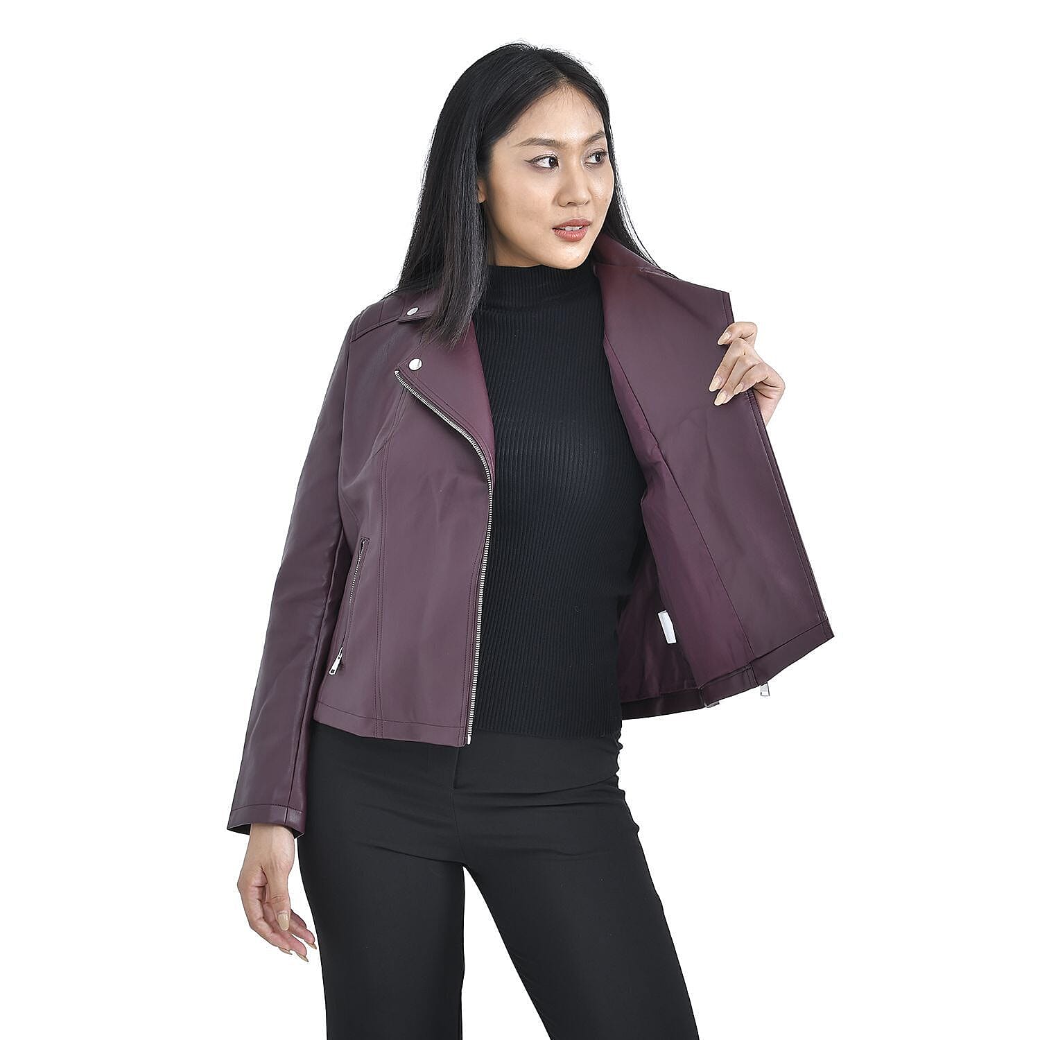 TAMSY Zipper Collar Jacket  - Burgundy 3888800 5