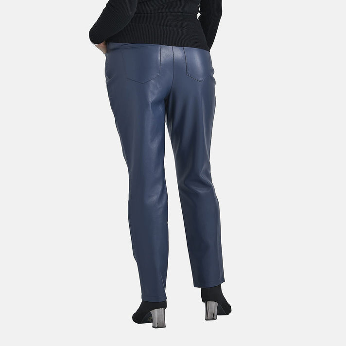 Tamsy PU Faux Leather Trousers - Dark Navy Blue 3889796 2