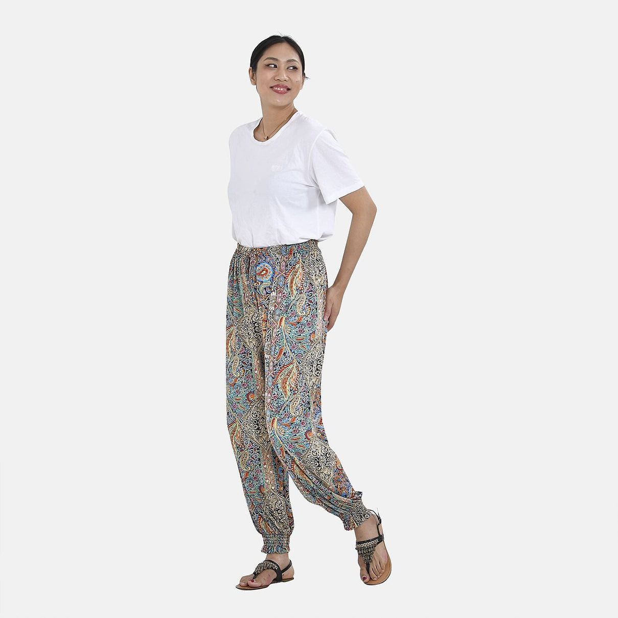 Tamsy Paisley Print Trousers With Elasticated Waist 7326669 0