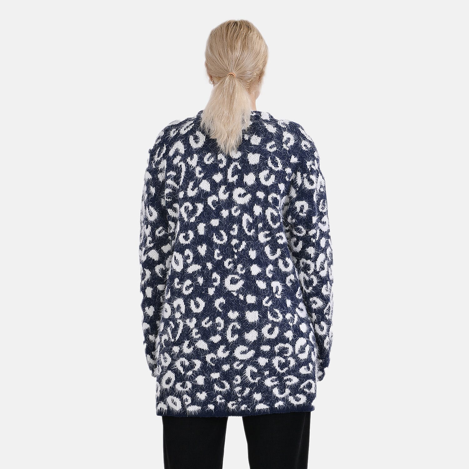 Tamsy Patterned Cardigan and Sweater-Jumper - White &amp; Navy 7808642 2