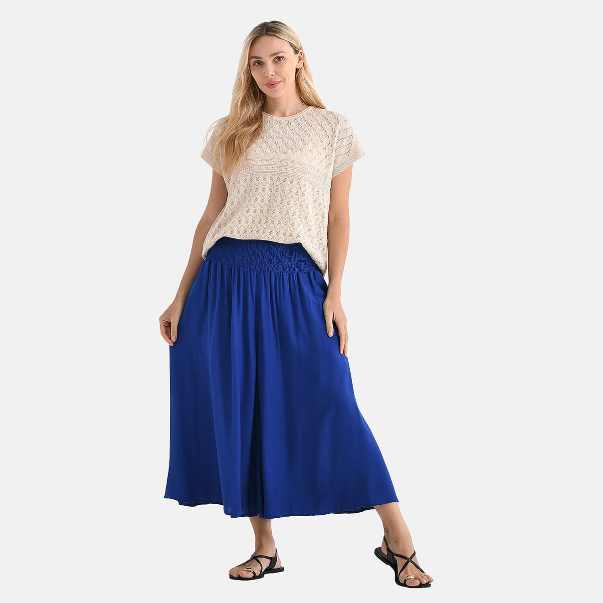 TAMSY Womens Relaxed Fit Elastic Waist Wide Leg Culottes 8107980 0