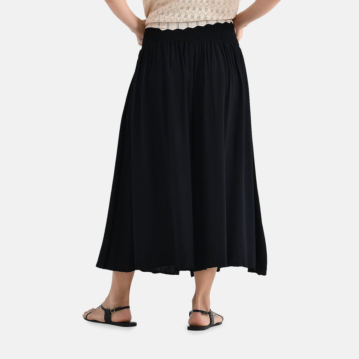 Tamsy Relaxed Fit Smocked Waist Culottes (One Size Curve) 8108015 2