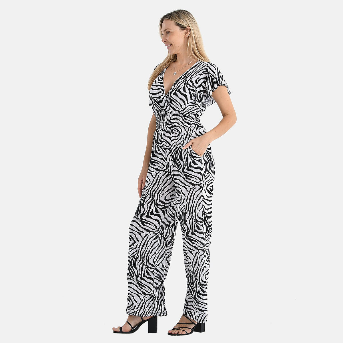 Tamsy Smocked Waist Stretch Jersey Wide Leg Jumpsuit V32582943 3