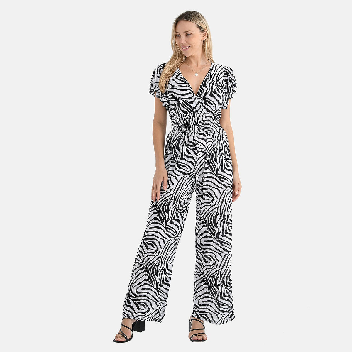 Tamsy Smocked Waist Stretch Jersey Wide Leg Jumpsuit V32582943 4