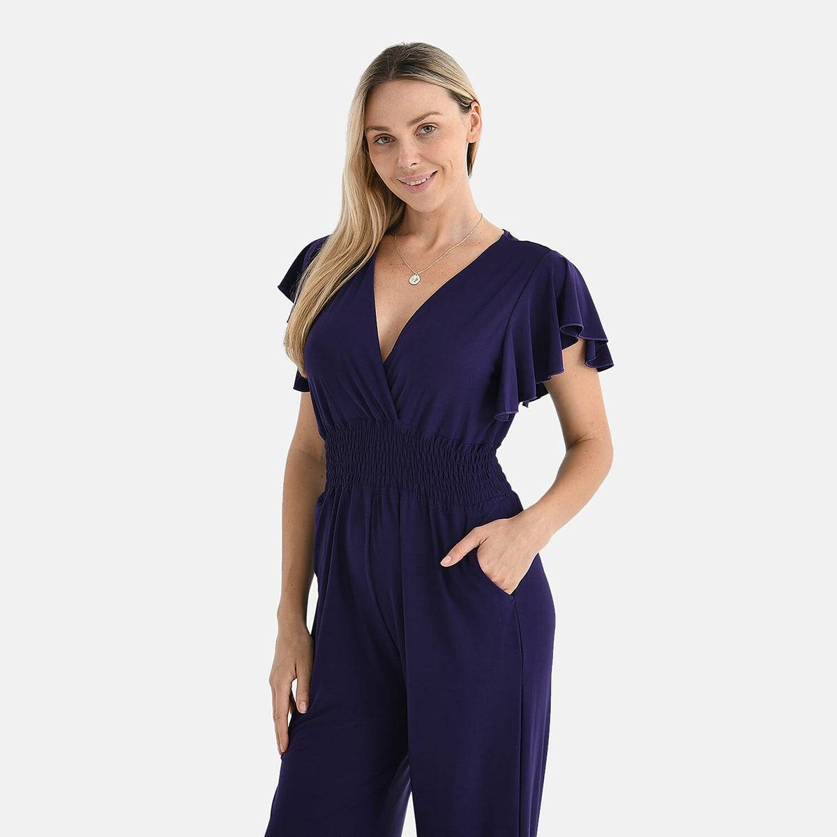 Tamsy Smocked Waist Stretch Jersey Jumpsuit V32578202 4