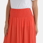 Tamsy 100% Viscose Elastic Waist Summer Maxi Skirts (One Size) - Coral