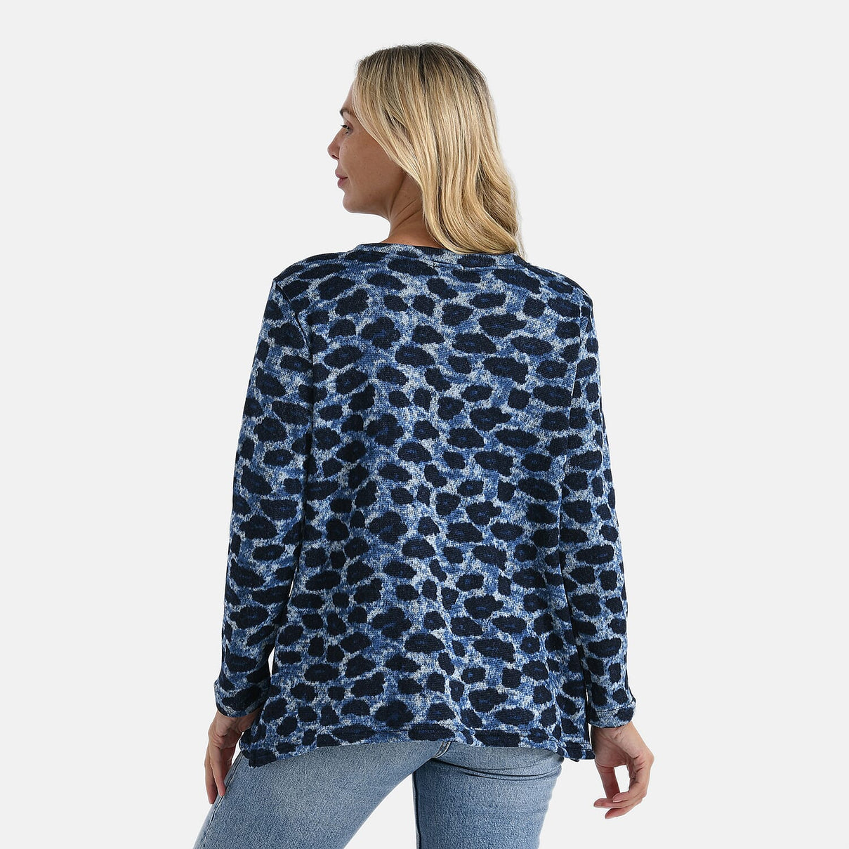Super Cosy Tamsy Brush Stretch Jersey Jumper (One Size) - Navy and Blue 8217720 2
