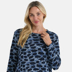 Super Cozy Tamsy Brush Stretch Jersey Jumper (One Size) - Navy & Blue