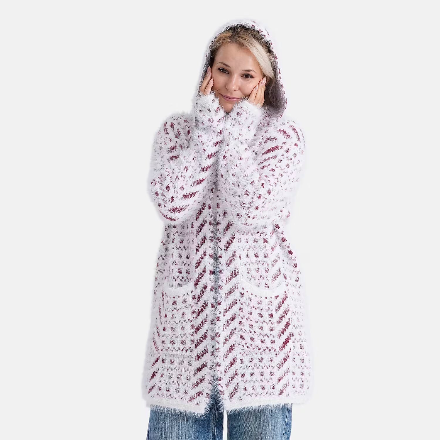 Tamsy Plush Winter Hooded Cardigan with Pockets V32518064 0