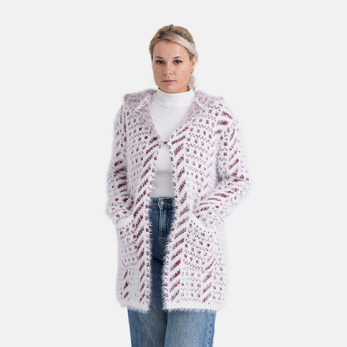 Tamsy Plush Winter Hooded Cardigan with Pockets V32518064 3