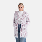 Tamsy Plush Winter Hooded Cardigan with Pockets (Free Size 8-20) - Red and White