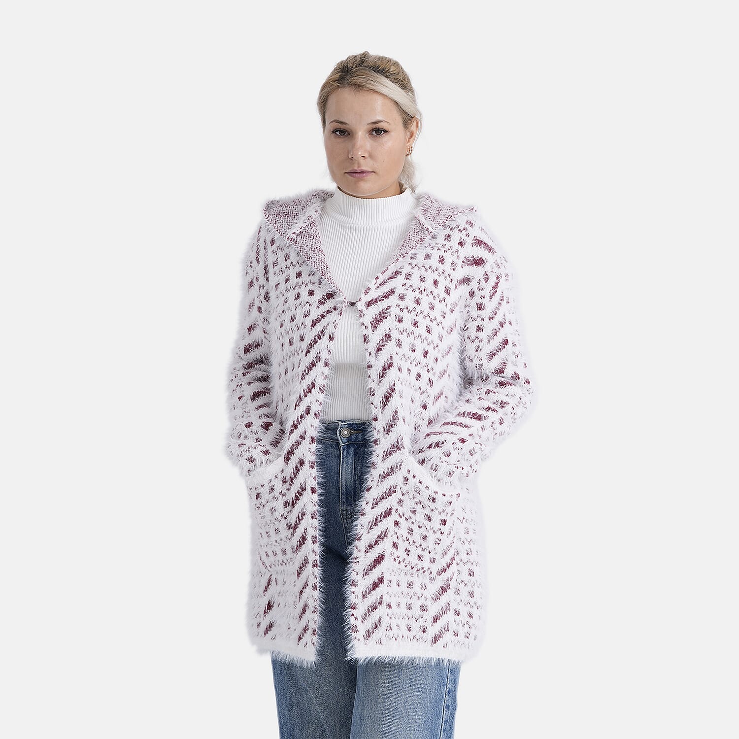 Tamsy Plush Winter Hooded Cardigan with Pockets V32518064 3
