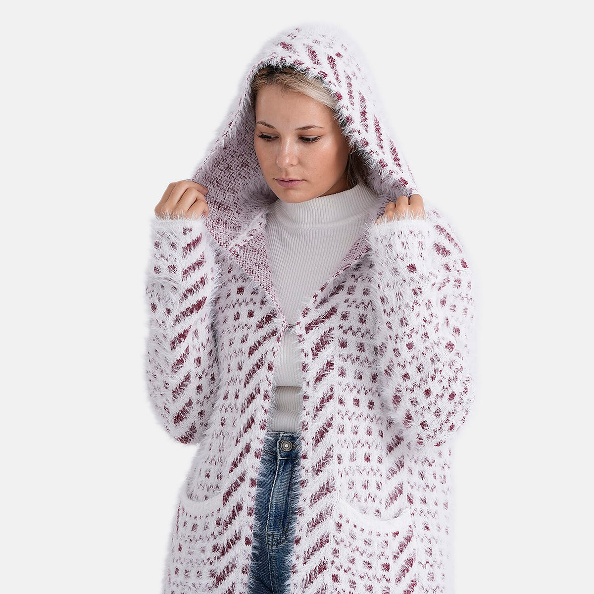 Tamsy Plush Winter Hooded Cardigan with Pockets V32518064 4