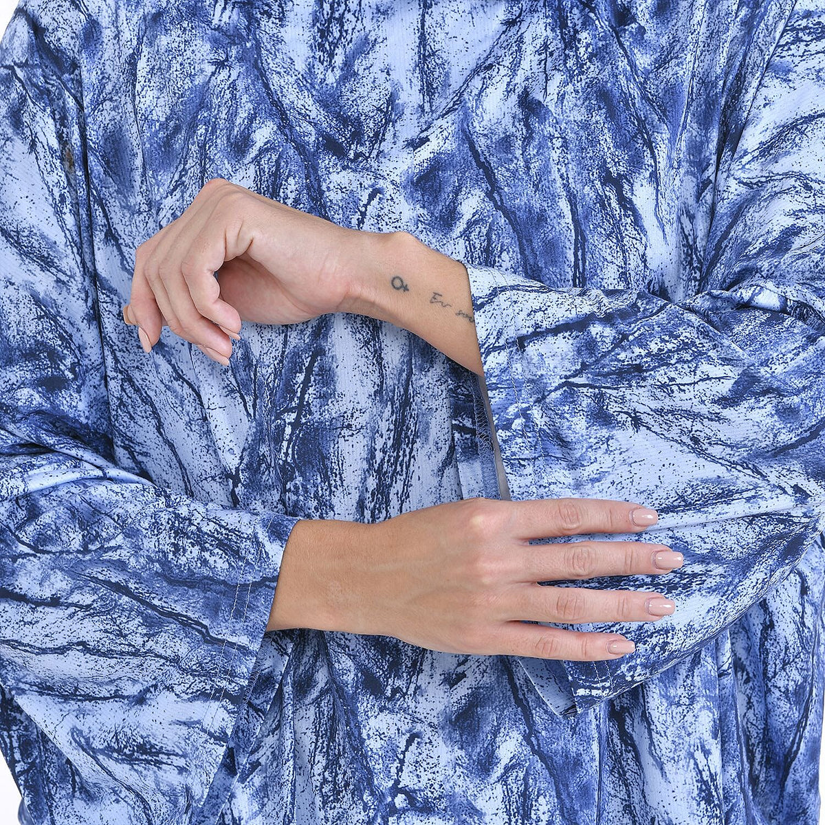 Tamsy Brush Print Stretch Top - Blue 7617556 6