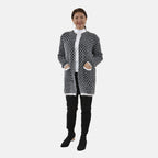 Tamsy Geometric Pattern Cardigan and Sweater-Jumper (Size Free 8-20 ) - Black and White