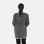 Tamsy Geometric Pattern Cardigan and Sweater-Jumper (Size Free 8-20 ) - Black and White