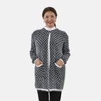 Tamsy Geometric Pattern Cardigan and Sweater-Jumper (Size Free 8-20 ) - Black and White