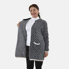 Tamsy Geometric Pattern Cardigan and Sweater-Jumper (Size Free 8-20 ) - Black and White
