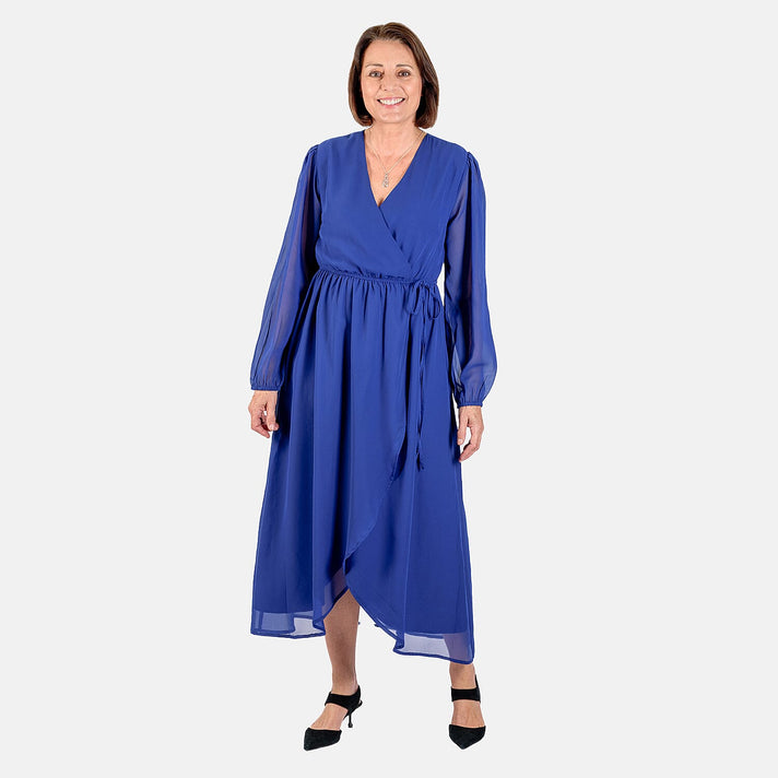 TAMSY Front Wrap V-neck Midi Dress 7368954 1