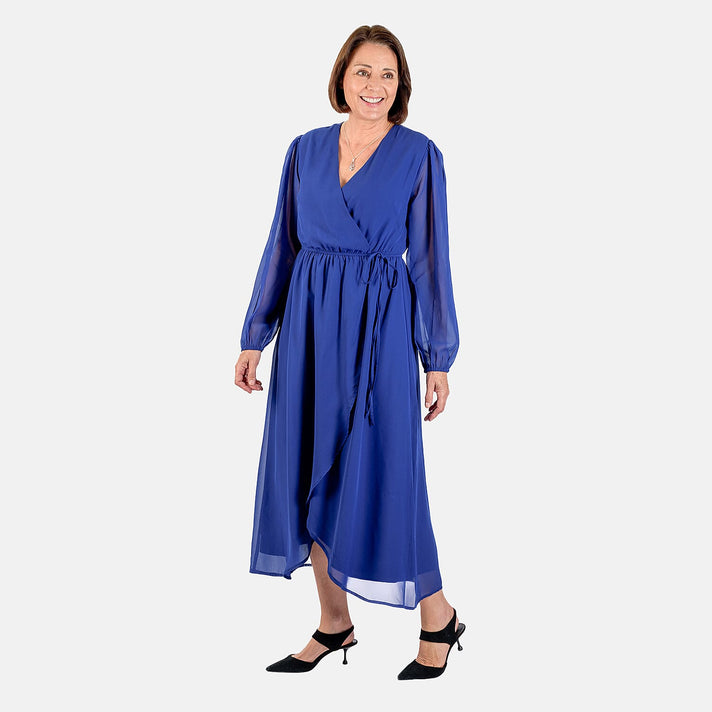 TAMSY Front Wrap V-neck Midi Dress 7368954 2
