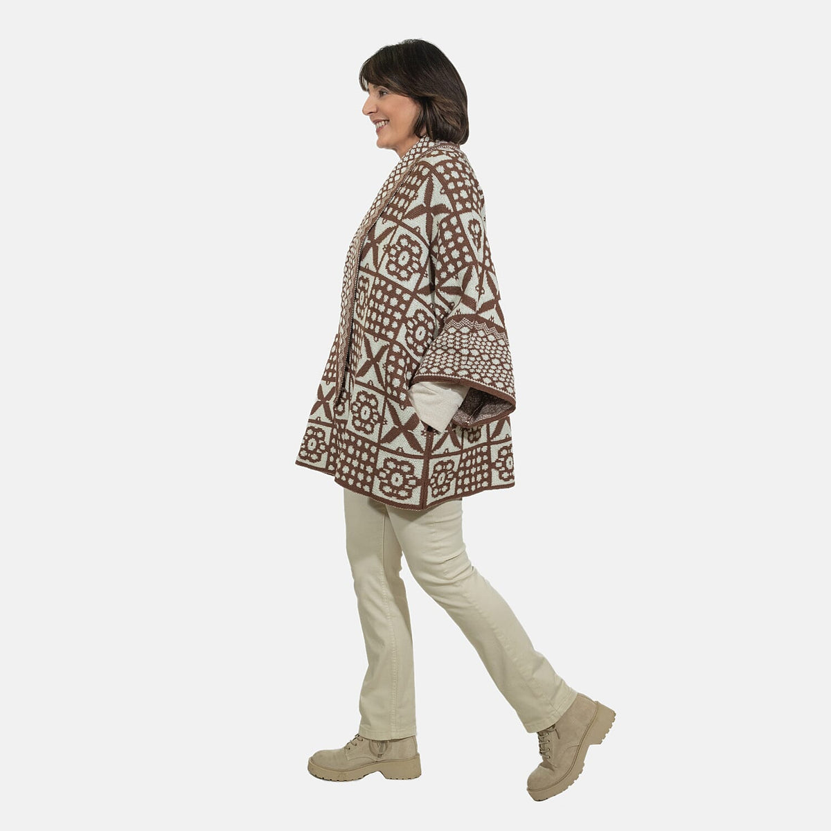 Closeout Deal - Oversized Longline Warm Knit Cardigan (Size 75x75cm) - Beige 7562305 2