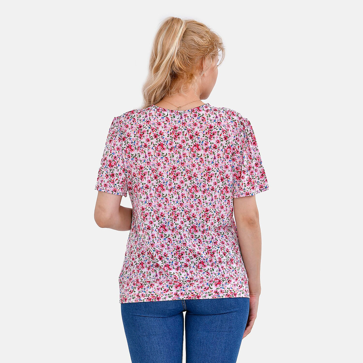 TAMSY Floral Pattern V-Neck Top (Size M-L) - Pink 7758995 2