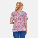 TAMSY Floral Pattern V-Neck Top (Size M-L) - Pink