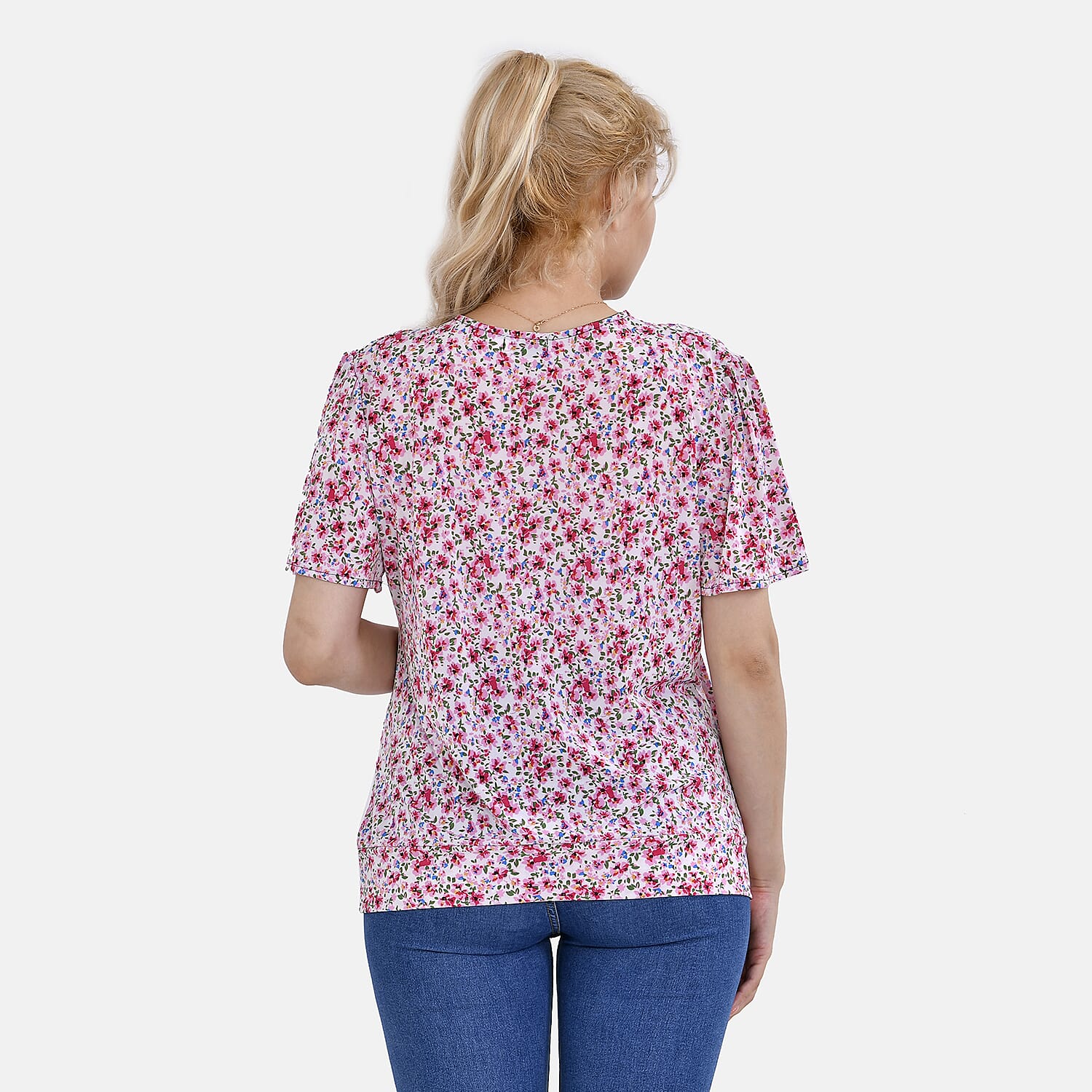 TAMSY Floral Pattern V-Neck Top (Size M-L) - Pink 7758995 2