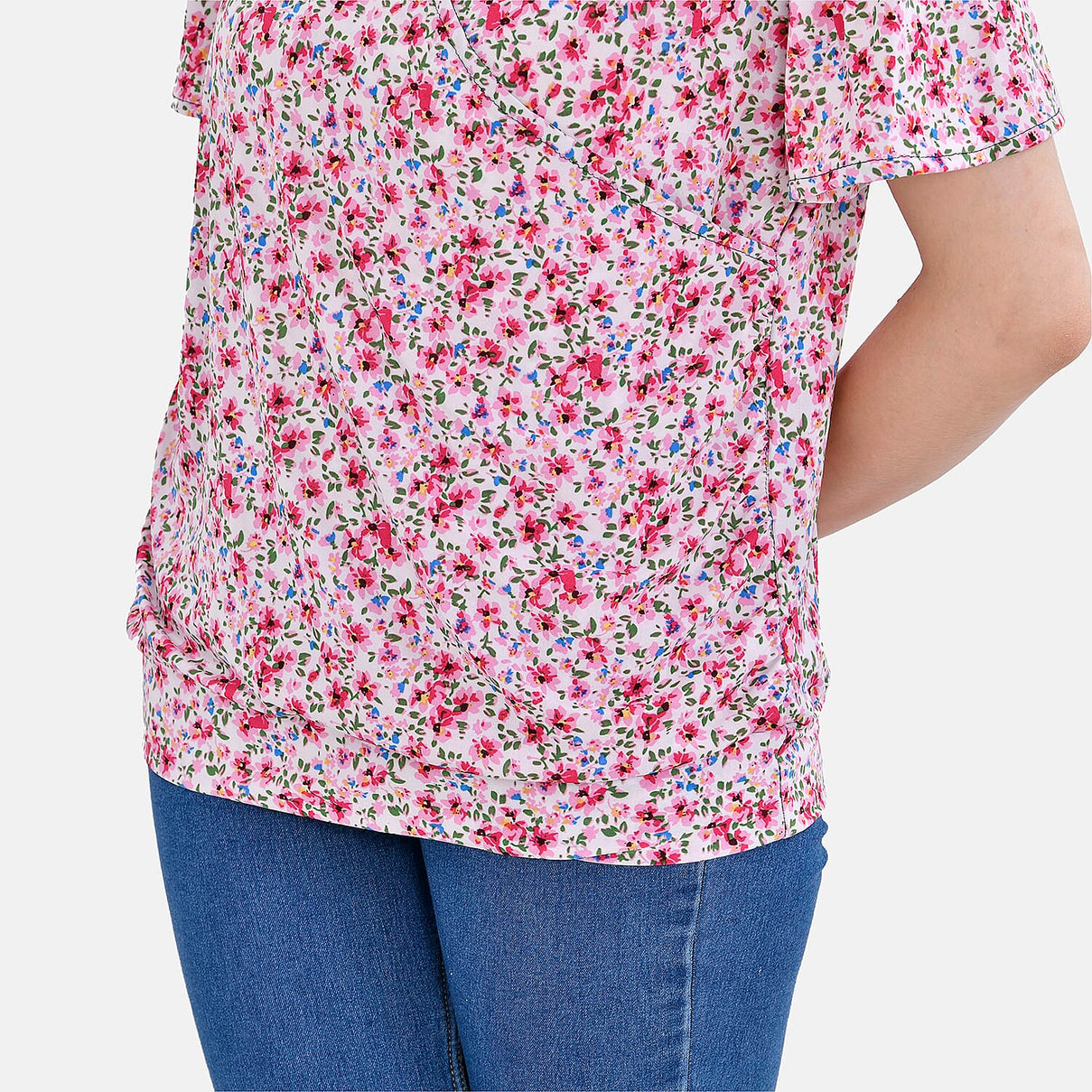 TAMSY Floral Pattern V-Neck Top (Size M-L) - Pink 7758995 5